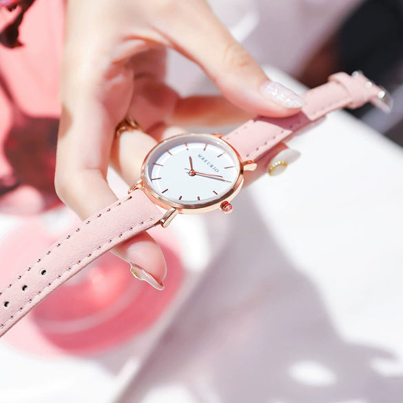 Wholesale Women's Leisure Quartz Watch With Metal Case Imitation Leather Strap And Round Dial