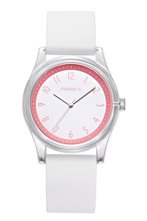 Wholesale Women's Leisure Quartz Watch With Plastic Case Stainless Steel Buckle And Silicone Strap Round Dial