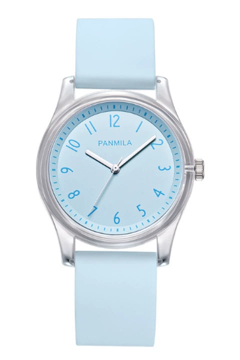 Wholesale Women's Leisure Quartz Watch With Plastic Case Stainless Steel Buckle And Silicone Strap Round Dial