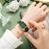 Wholesale Women's Leisure Square Quartz Watch With Stainless Steel Clasp Alloy Case And Imitation Leather Strap Sapphire Crystal Glass Mirror