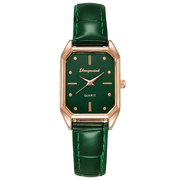 Wholesale Women's Leisure Square Quartz Watch With Stainless Steel Clasp Alloy Case And Imitation Leather Strap Sapphire Crystal Glass Mirror