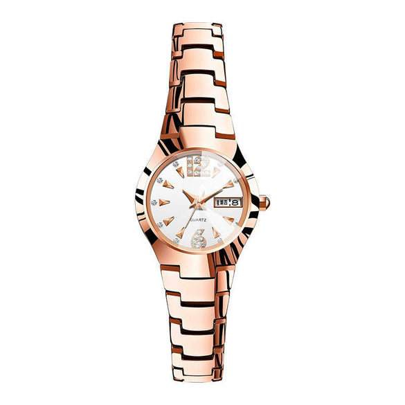 Wholesale Women's Leisure Tungsten Steel Color Round Dial Steel Strap Waterproof Watch