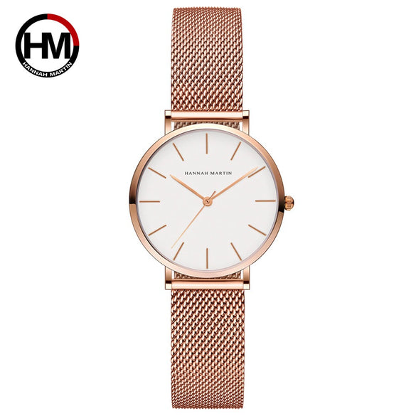 Wholesale Women's Leisure Watch With Round Dial Alloy Case Stainless Steel Strap And Buckle Mineral Reinforced Glass Mirror Japanese Movement Waterproof