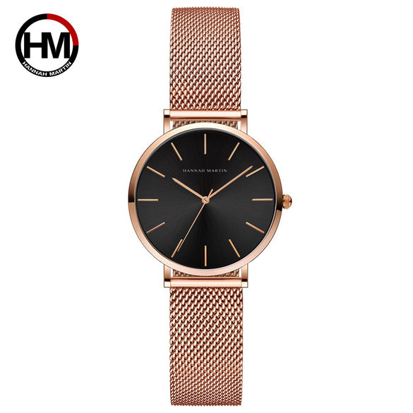 Wholesale Women's Leisure Watch With Round Dial Alloy Case Stainless Steel Strap And Buckle Mineral Reinforced Glass Mirror Japanese Movement Waterproof