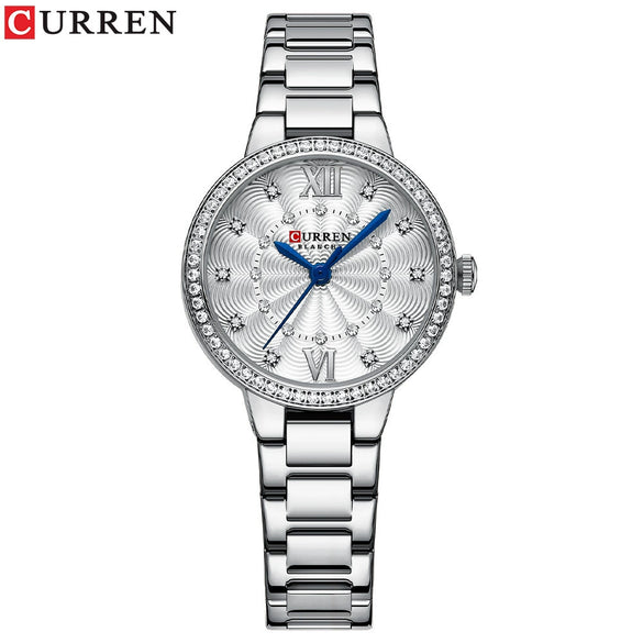 Wholesale Women's Leisure Waterproof Quartz Watch With Round Dial Stainless Steel Strap And Alloy Case