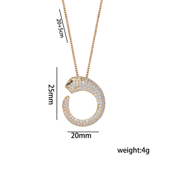 Wholesale Women's Leopard Pattern Light Luxury Style Electroplated Environmentally Friendly Copper Earrings And Necklaces Set