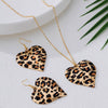 Wholesale Women's Leopard Print Heart Geometric Alloy Electroplated Jewelry Set Necklace And Earrings