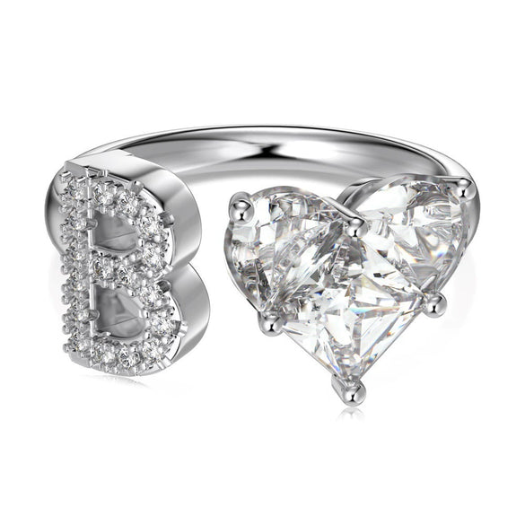 Wholesale Women's Letter Love Zircon Inlay 925 Sterling Silver Opening Adjustable Ring And Bracelet With Electroplating