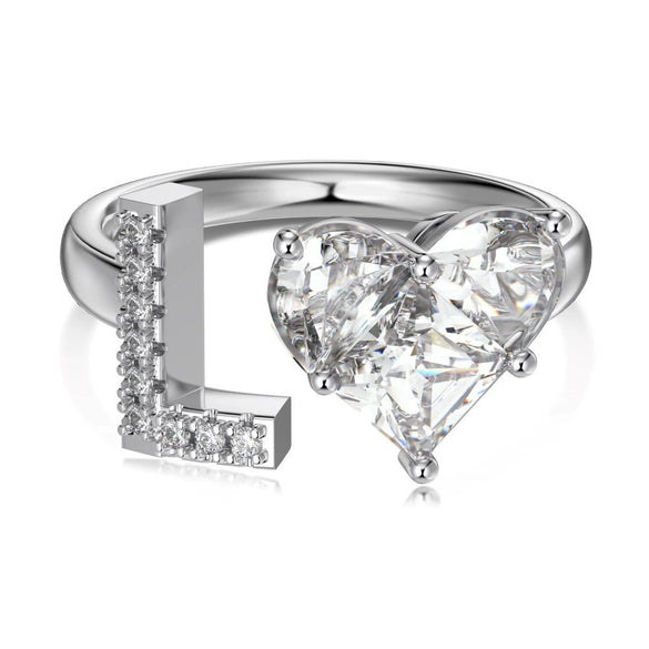Wholesale Women's Letter Love Zircon Inlay 925 Sterling Silver Opening Adjustable Ring And Bracelet With Electroplating