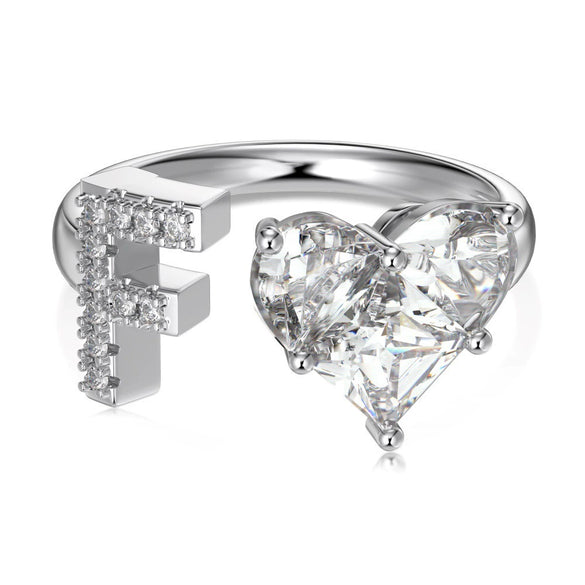 Wholesale Women's Letter Love Zircon Inlay 925 Sterling Silver Opening Adjustable Ring And Bracelet With Electroplating