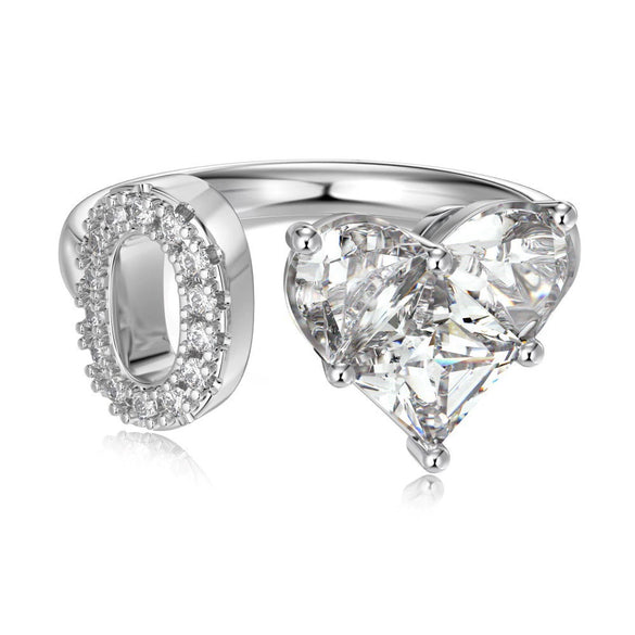 Wholesale Women's Letter Love Zircon Inlay 925 Sterling Silver Opening Adjustable Ring And Bracelet With Electroplating