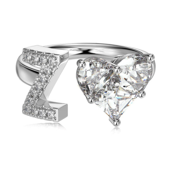 Wholesale Women's Letter Love Zircon Inlay 925 Sterling Silver Opening Adjustable Ring And Bracelet With Electroplating