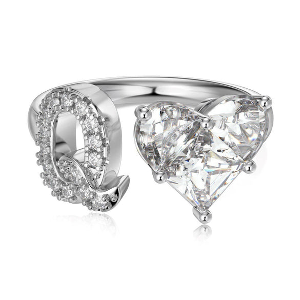 Wholesale Women's Letter Love Zircon Inlay 925 Sterling Silver Opening Adjustable Ring And Bracelet With Electroplating