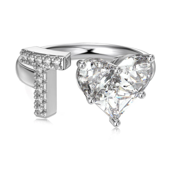 Wholesale Women's Letter Love Zircon Inlay 925 Sterling Silver Opening Adjustable Ring And Bracelet With Electroplating
