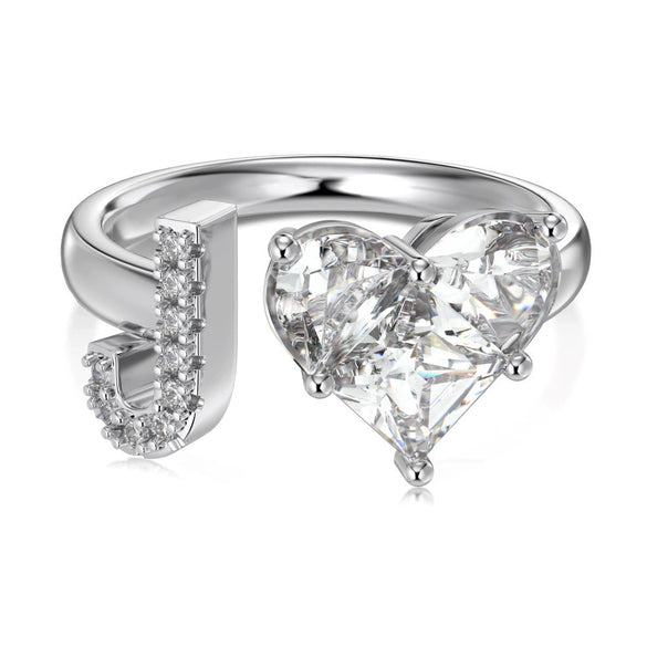 Wholesale Women's Letter Love Zircon Inlay 925 Sterling Silver Opening Adjustable Ring And Bracelet With Electroplating