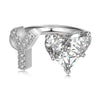 Wholesale Women's Letter Love Zircon Inlay 925 Sterling Silver Opening Adjustable Ring And Bracelet With Electroplating