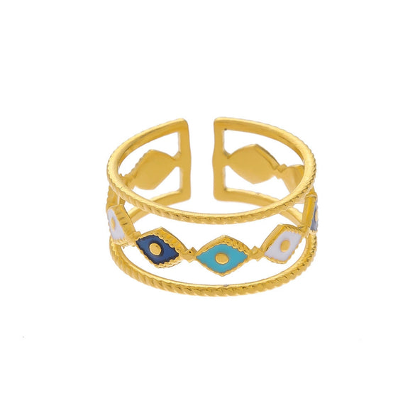 Wholesale Women's Light Luxury Adjustable Hollow Ring Zinc Alloy Rhombus Electroplated