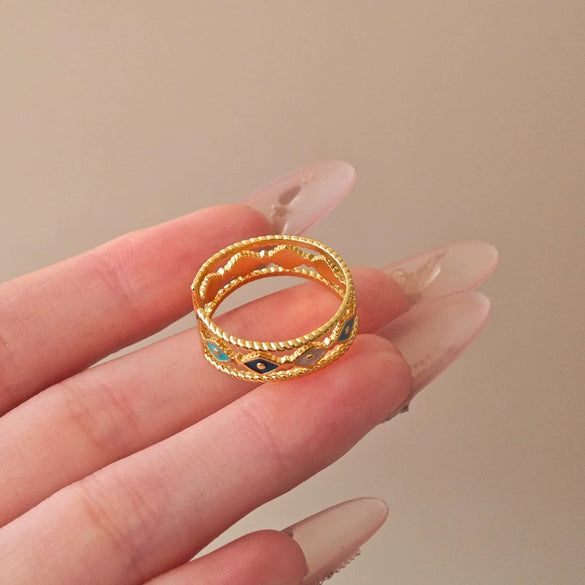 Wholesale Women's Light Luxury Adjustable Hollow Ring Zinc Alloy Rhombus Electroplated
