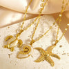 Wholesale Women's Light Luxury Animal Shaped Stainless Steel Electroplated Corn Chain Pendant Necklace With Starfish And Conch