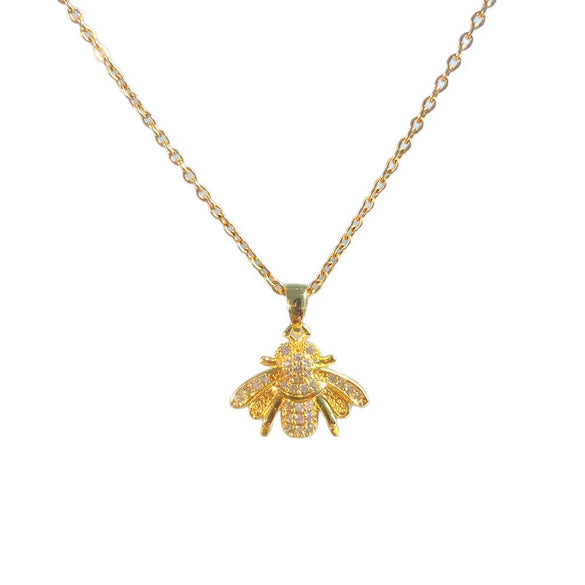Wholesale Women's Light Luxury Animal Style Titanium Steel Bee Pendant Necklace Inlaid With Zircon