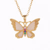 Wholesale Women's Light Luxury Animal Zodiac Butterfly Copper Necklace With Mixed Gemstone Setting And Electroplating O Word Chain
