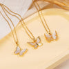 Wholesale Women's Light Luxury Animal Zodiac Butterfly Copper Necklace With Mixed Gemstone Setting And Electroplating O Word Chain