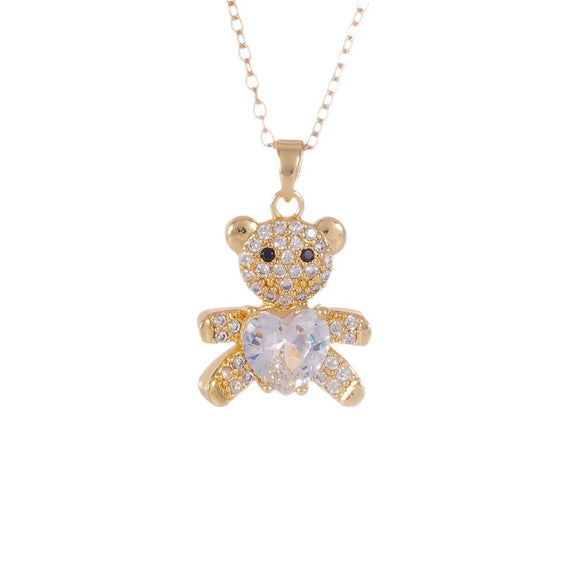 Wholesale Women's Light Luxury Animal Zodiac Copper Titanium Steel Necklace With Mixed Gemstone Setting And Electroplating