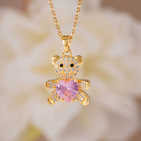 Wholesale Women's Light Luxury Animal Zodiac Copper Titanium Steel Necklace With Mixed Gemstone Setting And Electroplating