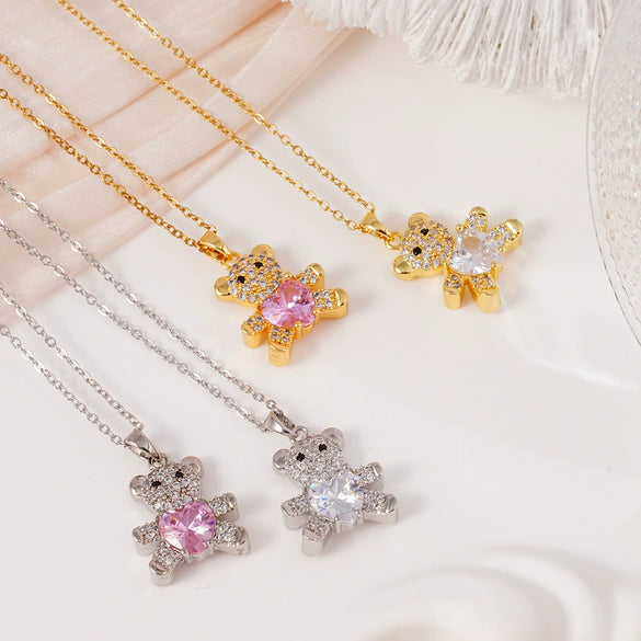 Wholesale Women's Light Luxury Animal Zodiac Copper Titanium Steel Necklace With Mixed Gemstone Setting And Electroplating