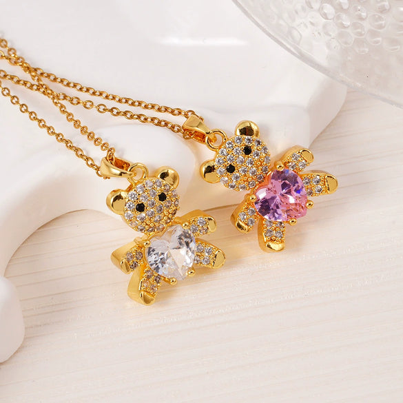 Wholesale Women's Light Luxury Animal Zodiac Copper Titanium Steel Necklace With Mixed Gemstone Setting And Electroplating