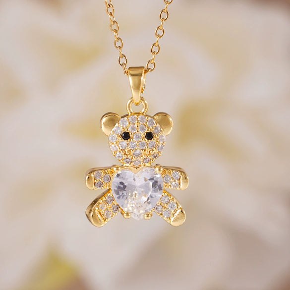 Wholesale Women's Light Luxury Animal Zodiac Copper Titanium Steel Necklace With Mixed Gemstone Setting And Electroplating