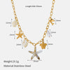 Wholesale Women's Light Luxury Animal Zodiac 18K Real Gold Plated Stainless Steel Necklace With Shell Starfish Pendant