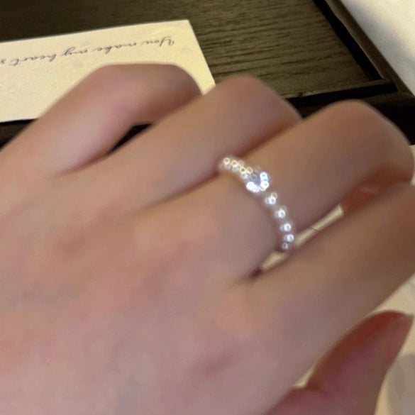 Wholesale Women's Light Luxury Beaded Ring Made Of Freshwater Pearl With Handmade Design And Small Square Shape