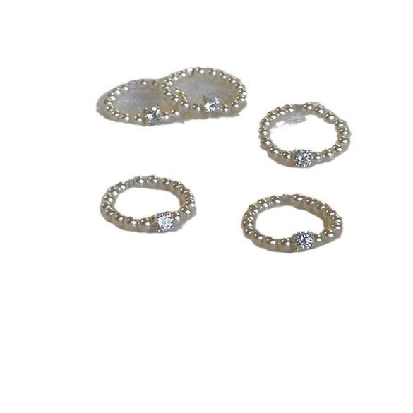 Wholesale Women's Light Luxury Beaded Ring Made Of Freshwater Pearl With Handmade Design And Small Square Shape