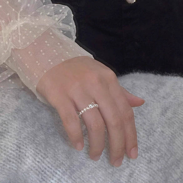 Wholesale Women's Light Luxury Beaded Ring Made Of Freshwater Pearl With Handmade Design And Small Square Shape