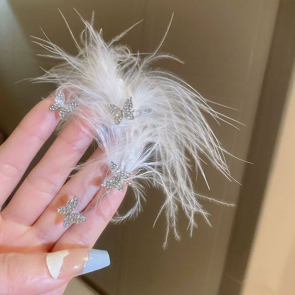 Wholesale Women's Light Luxury Bow Feather Handmade Ear Bone Clip Earrings