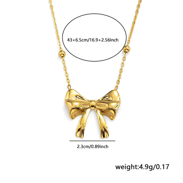 Wholesale Women's Light Luxury Bow Titanium Steel Clavicle Chain With Electroplating Design