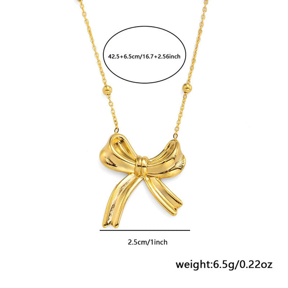 Wholesale Women's Light Luxury Bow Titanium Steel Clavicle Chain With Electroplating Design