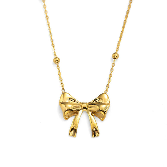 Wholesale Women's Light Luxury Bow Titanium Steel Clavicle Chain With Electroplating Design