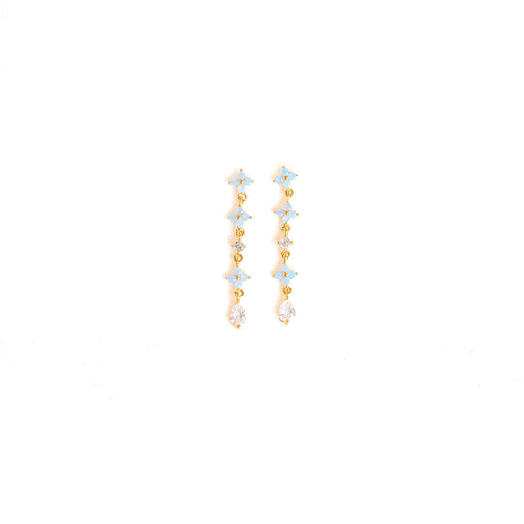 Wholesale Women's Light Luxury Brass Earrings With Flower Pattern And Real Gold Plated