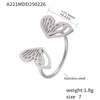 Wholesale Women's Light Luxury Butterfly Fairy Ring Creative Opening Niche Design Stainless Steel 18K True Gold Color Electroplated Hand Jewelry