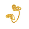Wholesale Women's Light Luxury Butterfly Fairy Ring Creative Opening Niche Design Stainless Steel 18K True Gold Color Electroplated Hand Jewelry