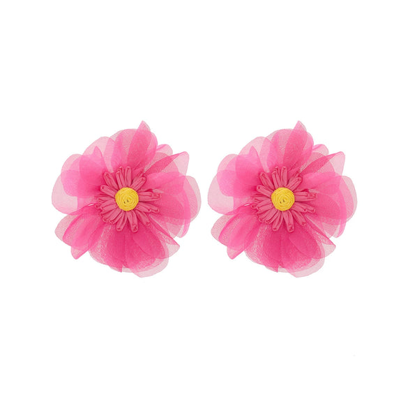 Wholesale Women's Light Luxury Chiffon Multilayered Flower Stereo Hand Knitted Earrings