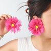 Wholesale Women's Light Luxury Chiffon Multilayered Flower Stereo Hand Knitted Earrings