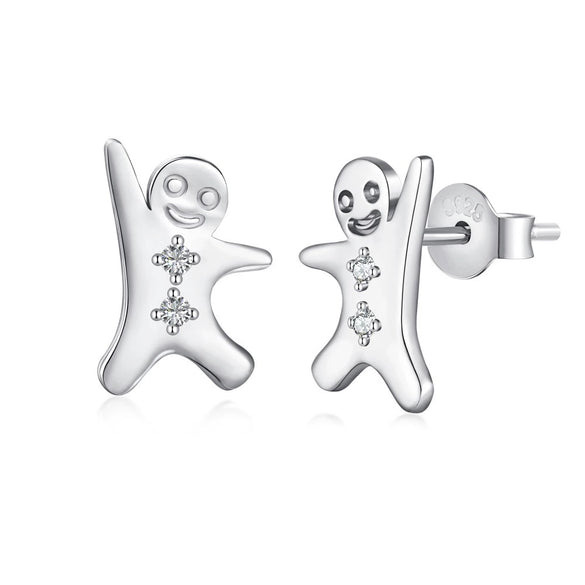 Wholesale Women's Light Luxury Christmas Series 925 Sterling Silver Jewelry With Gingerbread Man Pendant And Cross Chain Electroplated