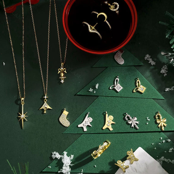 Wholesale Women's Light Luxury Christmas Series 925 Sterling Silver Jewelry With Gingerbread Man Pendant And Cross Chain Electroplated