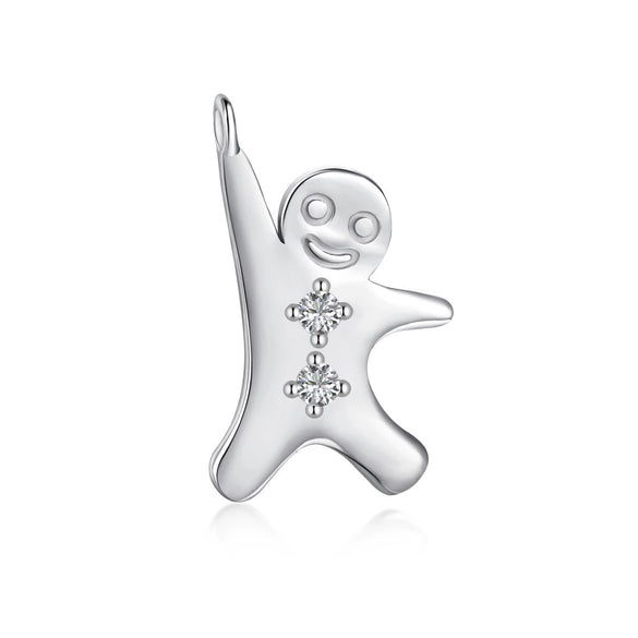 Wholesale Women's Light Luxury Christmas Series 925 Sterling Silver Jewelry With Gingerbread Man Pendant And Cross Chain Electroplated