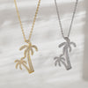 Wholesale Women's Light Luxury Coconut Tree Leaf Pattern Copper Clavicle Chain Necklace With Electroplating