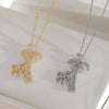 Wholesale Women's Light Luxury Coconut Tree Leaf Pattern Copper Clavicle Chain Necklace With Electroplating