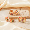 Wholesale Women's Light Luxury Colorful Zircon Inlaid Copper Earrings Geometric Design
